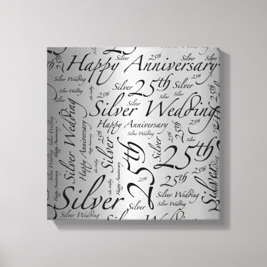 Happy 25e Jubileum Word Art Graphic Canvas Afdruk (Voorkant)