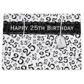Happy 25th Birthday Black/White Number Pattern Groot Cadeauzakje (Voorkant)