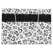 Happy 25th Birthday Black/White Number Pattern Groot Cadeauzakje (Achterkant)