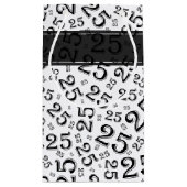 Happy 25th Birthday Black/White Number Pattern Klein Cadeauzakje (Achterkant)