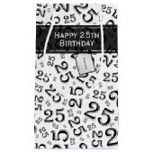 Happy 25th Birthday Black/White Number Pattern Klein Cadeauzakje (Voorkant)