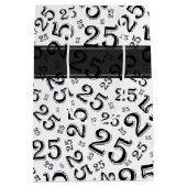 Happy 25th Birthday Black/White Number Pattern Medium Cadeauzakje (Achterkant)