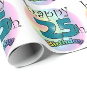 Happy 25th Birthday (blauw) Cadeaupapier (Rol Hoek)