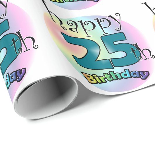Happy 25th Birthday (blauw) Cadeaupapier (Rol Hoek)