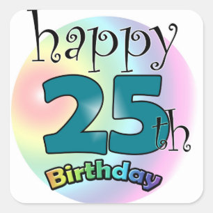 Happy 25th Birthday (blauw) Vierkante Sticker