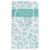 Happy 25th Birthday Blauwgroen Random Number Patte Klein Cadeauzakje (Voorkant)