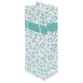 Happy 25th Birthday Blauwgroen Random Number Patte Wijn Cadeautas (Achterkant Gekanteld)