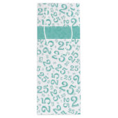 Happy 25th Birthday Blauwgroen Random Number Patte Wijn Cadeautas (Achterkant)