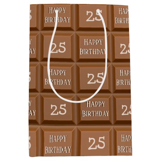 Happy 25th Birthday Chocolate Snoep Bar Medium Cadeauzakje (Voorkant)