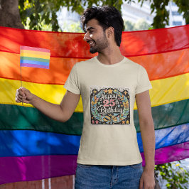 Happy 25th Birthday Floral Stars Mannen T-shirt