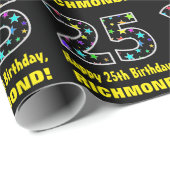 Happy 25th Birthday, Fun Colorful Stars Pattern 25 Cadeaupapier (Rol Hoek)