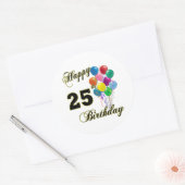 Happy 25th Birthday Gifts with Balloons Ronde Sticker (Envelop)