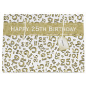 Happy 25th Birthday Gold Random Number Pattern Groot Cadeauzakje (Voorkant)