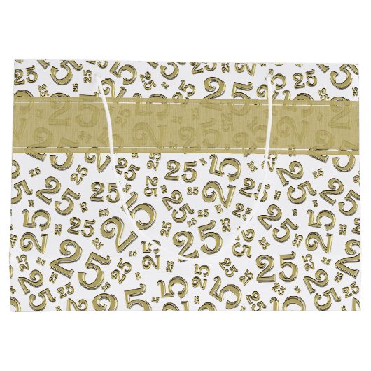 Happy 25th Birthday Gold Random Number Pattern Groot Cadeauzakje (Achterkant)
