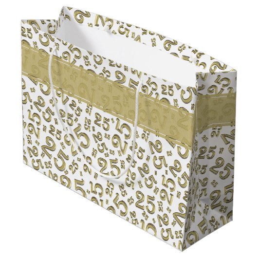 Happy 25th Birthday Gold Random Number Pattern Groot Cadeauzakje (Achterkant Gekanteld)