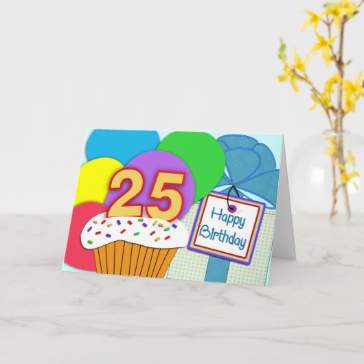 Happy 25th Birthday Kaart (Gele Bloem)