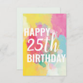 Happy 25th Birthday Kaart ("Waterverf gradiënten") (Voorkant / Achterkant)