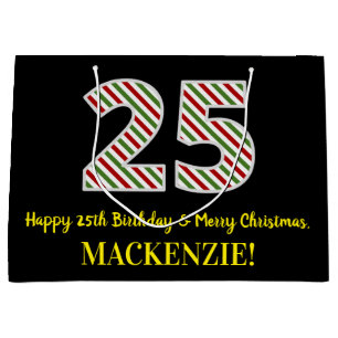 Happy 25th Birthday & Merry Kerstmis, aangepaste n Groot Cadeauzakje