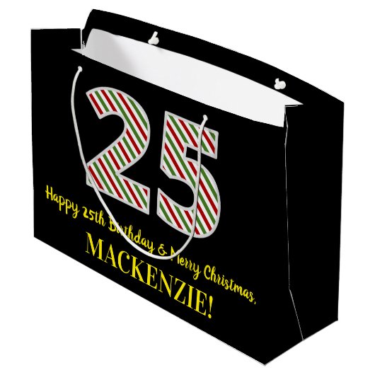 Happy 25th Birthday & Merry Kerstmis, aangepaste n Groot Cadeauzakje (Achterkant Gekanteld)
