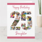 Happy 25th Birthday Number 25 Photo Collage Kaart (Voorkant)
