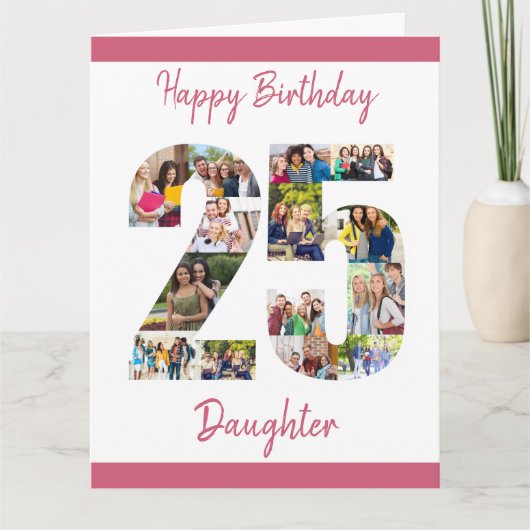 Happy 25th Birthday Number 25 Photo Collage Kaart (Voorkant)