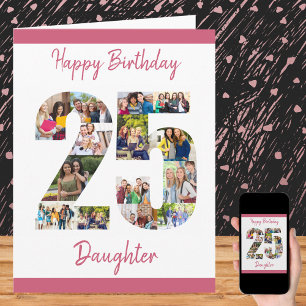 Happy 25th Birthday Number 25 Photo Collage Kaart
