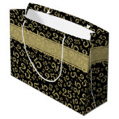 Happy 25th Birthday Number Pattern Black & Gold Groot Cadeauzakje (Achterkant Gekanteld)