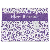 Happy 25th Birthday Paars Random Number Pattern Groot Cadeauzakje (Voorkant)