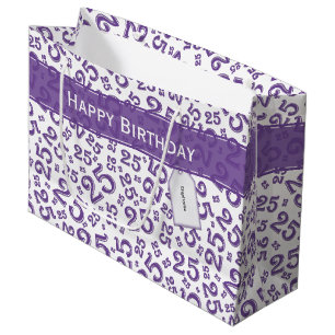 Happy 25th Birthday Paars Random Number Pattern Groot Cadeauzakje