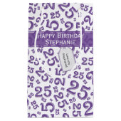 Happy 25th Birthday Random Number Pattern Paars Klein Cadeauzakje (Voorkant)