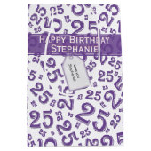 Happy 25th Birthday Random Number Pattern Paars Medium Cadeauzakje (Voorkant)