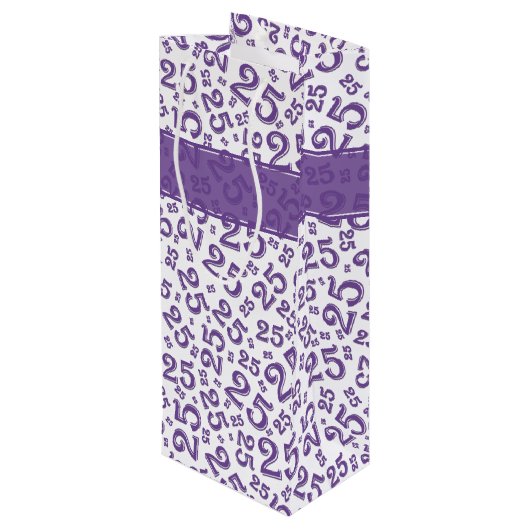 Happy 25th Birthday Random Number Pattern Paars Wijn Cadeautas (Achterkant Gekanteld)