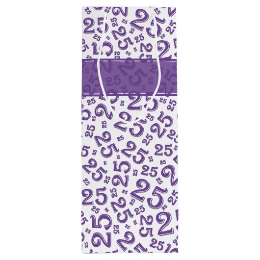 Happy 25th Birthday Random Number Pattern Paars Wijn Cadeautas (Achterkant)
