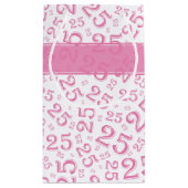 Happy 25th Birthday roze Random Number Pattern Klein Cadeauzakje (Achterkant)