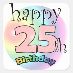 Happy 25th Birthday (roze) Vierkante Sticker