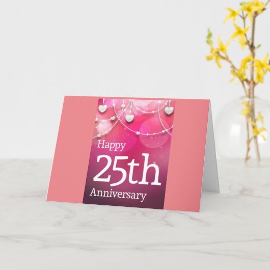 "HAPPY ***25TH *** BRUILOFT JUBILEUM" KAART (Gele Bloem)