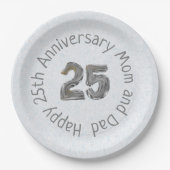 Happy 25th Jubileum mam en pap Klassiek Papieren Bordje (Voorkant)