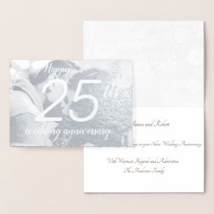 Happy 25th Jubileum Silver Custom Photo Folie Kaarten