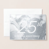Happy 25th Jubileum Silver Custom Photo Folie Kaarten (Voorkant met envelop)