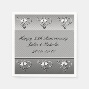Happy 25th Jubileum Silver Napkins Servet