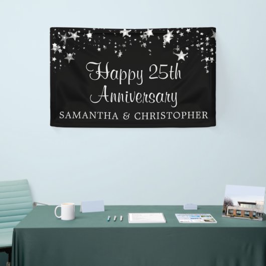 Happy 25th Jubileum Silver Stars Black Names Spandoek (Beurs)