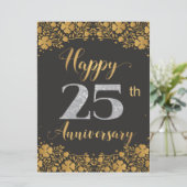 Happy 25th Jubileum Silver Wedding 25 jaar Kaart (Staand voorkant)