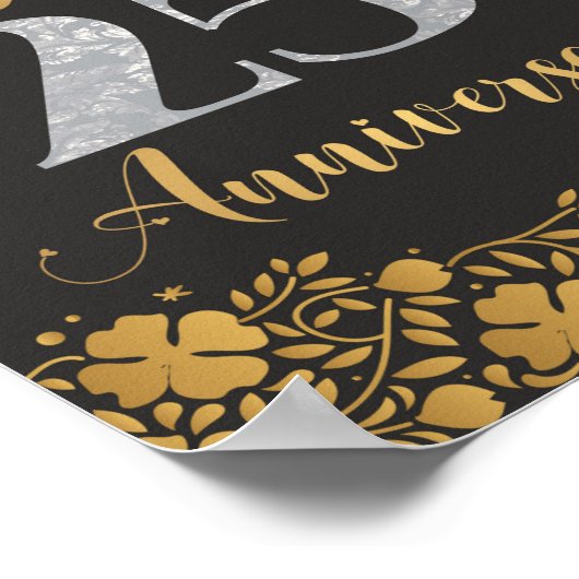 Happy 25th Jubileum Silver Wedding 25 jaar Poster (Hoek)