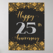 Happy 25th Jubileum Silver Wedding 25 jaar Poster (Voorkant)