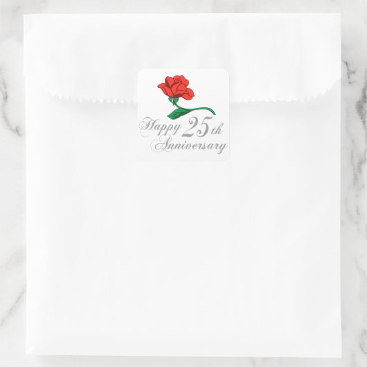 Happy 25th Jubileum Vierkante Sticker (Tas)