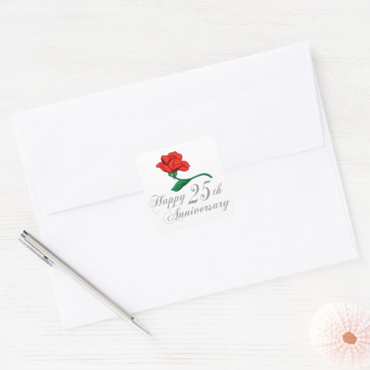 Happy 25th Jubileum Vierkante Sticker (Envelop)