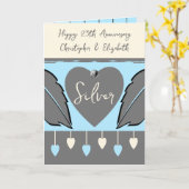 Happy 25th Jubileum voegt grijs blauw namen toe Kaart (Gele Bloem)