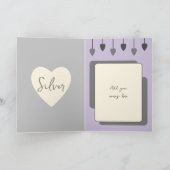 Happy 25th Jubileum voegt namen grijs paars toe Kaart (Binnen)