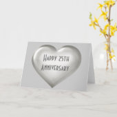 Happy 25th Jubileum zilver glazen hart Kaart (Gele Bloem)