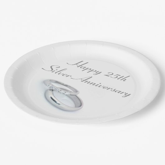 Happy 25th Silver Jubileum Papieren Bordje (Gekanteld)